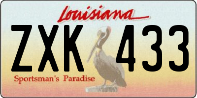 LA license plate ZXK433