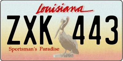 LA license plate ZXK443