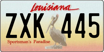LA license plate ZXK445