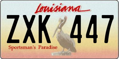 LA license plate ZXK447