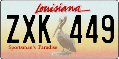 LA license plate ZXK449