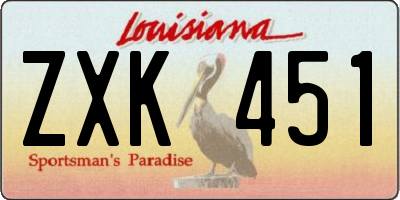 LA license plate ZXK451