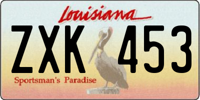 LA license plate ZXK453