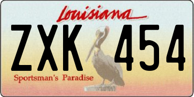 LA license plate ZXK454