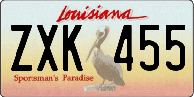 LA license plate ZXK455