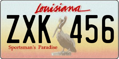 LA license plate ZXK456