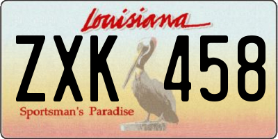 LA license plate ZXK458