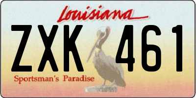 LA license plate ZXK461