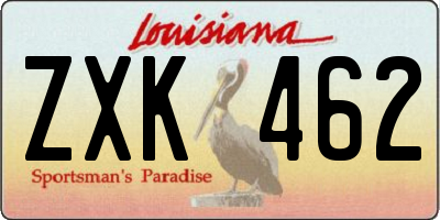 LA license plate ZXK462