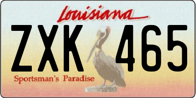 LA license plate ZXK465