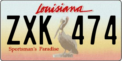 LA license plate ZXK474