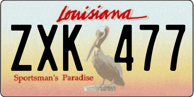 LA license plate ZXK477