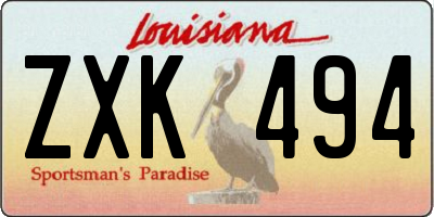 LA license plate ZXK494