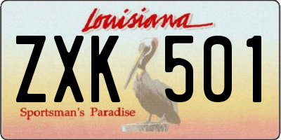 LA license plate ZXK501