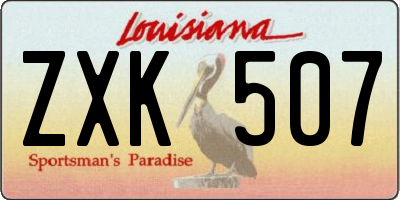 LA license plate ZXK507