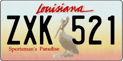 LA license plate ZXK521