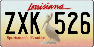 LA license plate ZXK526