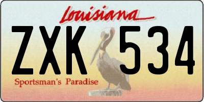 LA license plate ZXK534