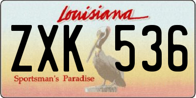 LA license plate ZXK536