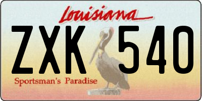 LA license plate ZXK540