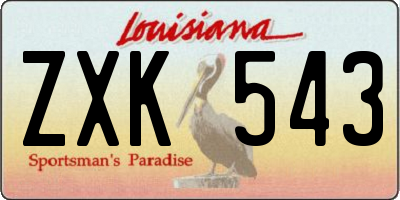 LA license plate ZXK543