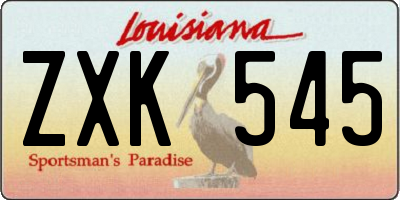 LA license plate ZXK545