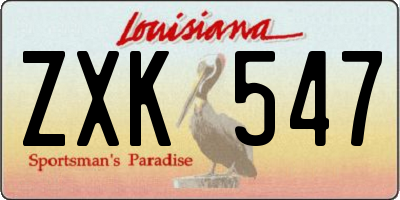 LA license plate ZXK547