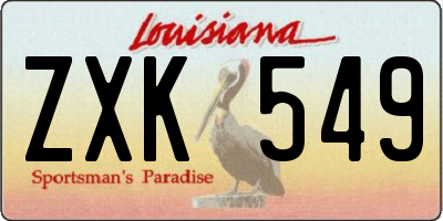 LA license plate ZXK549