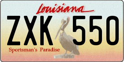 LA license plate ZXK550