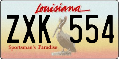 LA license plate ZXK554