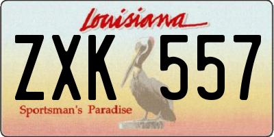 LA license plate ZXK557