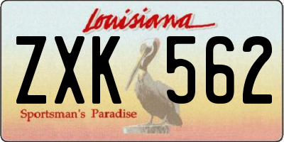 LA license plate ZXK562