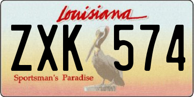 LA license plate ZXK574