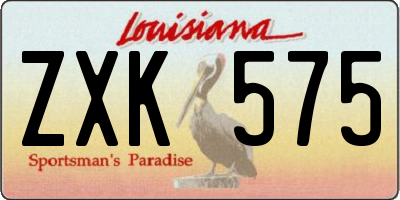 LA license plate ZXK575