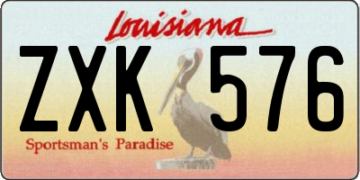 LA license plate ZXK576