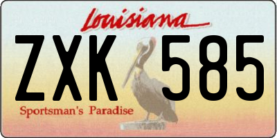 LA license plate ZXK585