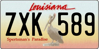 LA license plate ZXK589