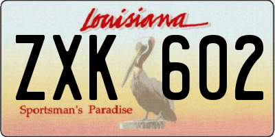 LA license plate ZXK602