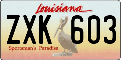 LA license plate ZXK603