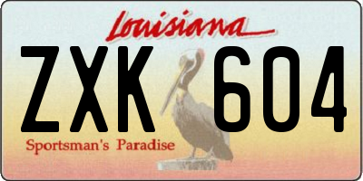 LA license plate ZXK604