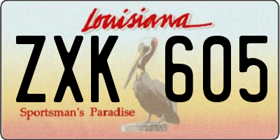 LA license plate ZXK605