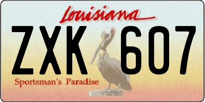 LA license plate ZXK607