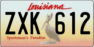 LA license plate ZXK612