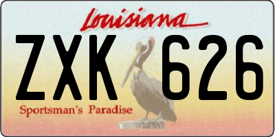 LA license plate ZXK626