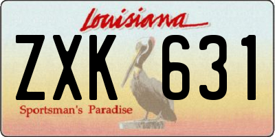 LA license plate ZXK631