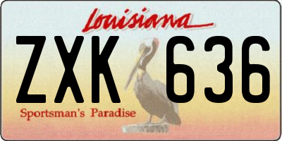 LA license plate ZXK636