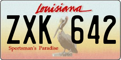 LA license plate ZXK642