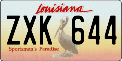 LA license plate ZXK644