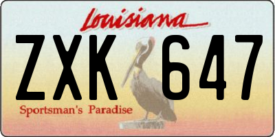 LA license plate ZXK647