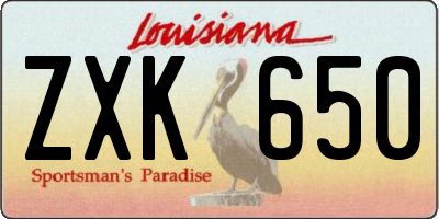 LA license plate ZXK650